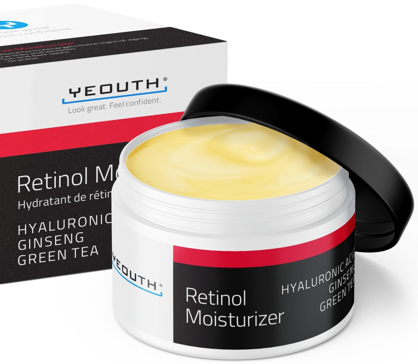 YEOUTH Retinol Cream for Face, Retinol Face Cream for Women and Men with Hyaluronic Acid and Green Tea, Night Moisturizer for a Smoother Appearance 1oz