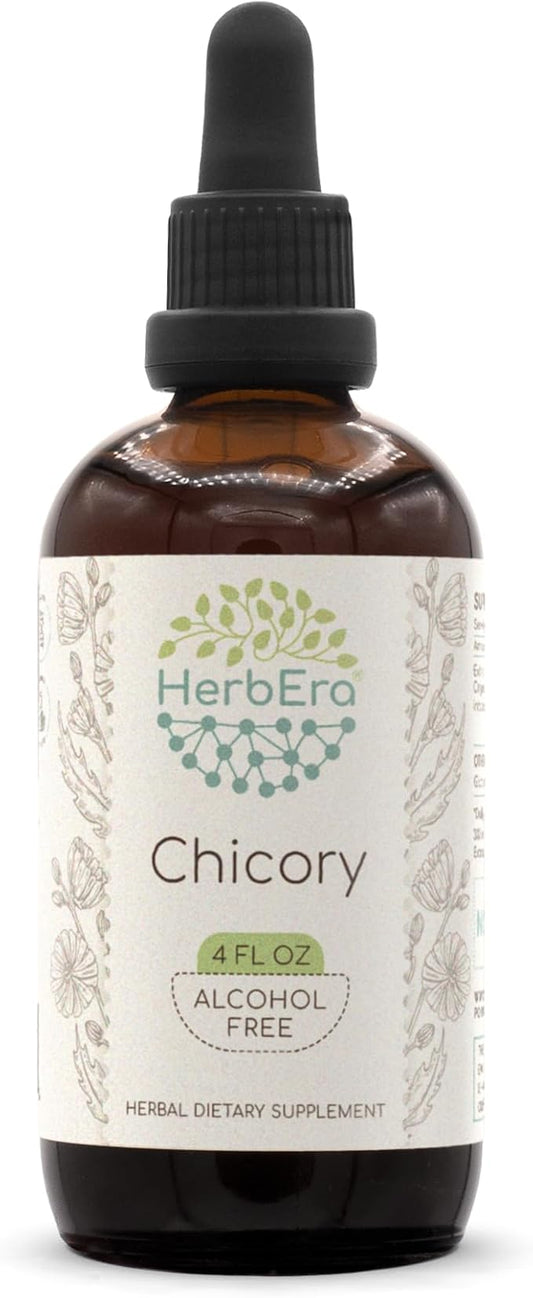 Chicory B120 Alcohol-Free Herbal Extract Tincture, Super-Concentrated Chicory (Cichorium Intybus) Dried Root Powder (4 fl oz)