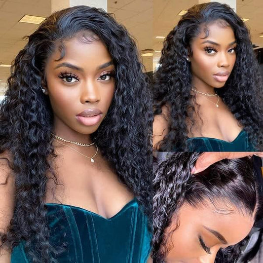 Qangelabeauty 13X4 Human Hair Lace Front Wigs For Black Women 180% Density Brazilian Deep Wave Hd Transparent Lace Front Wig Wit