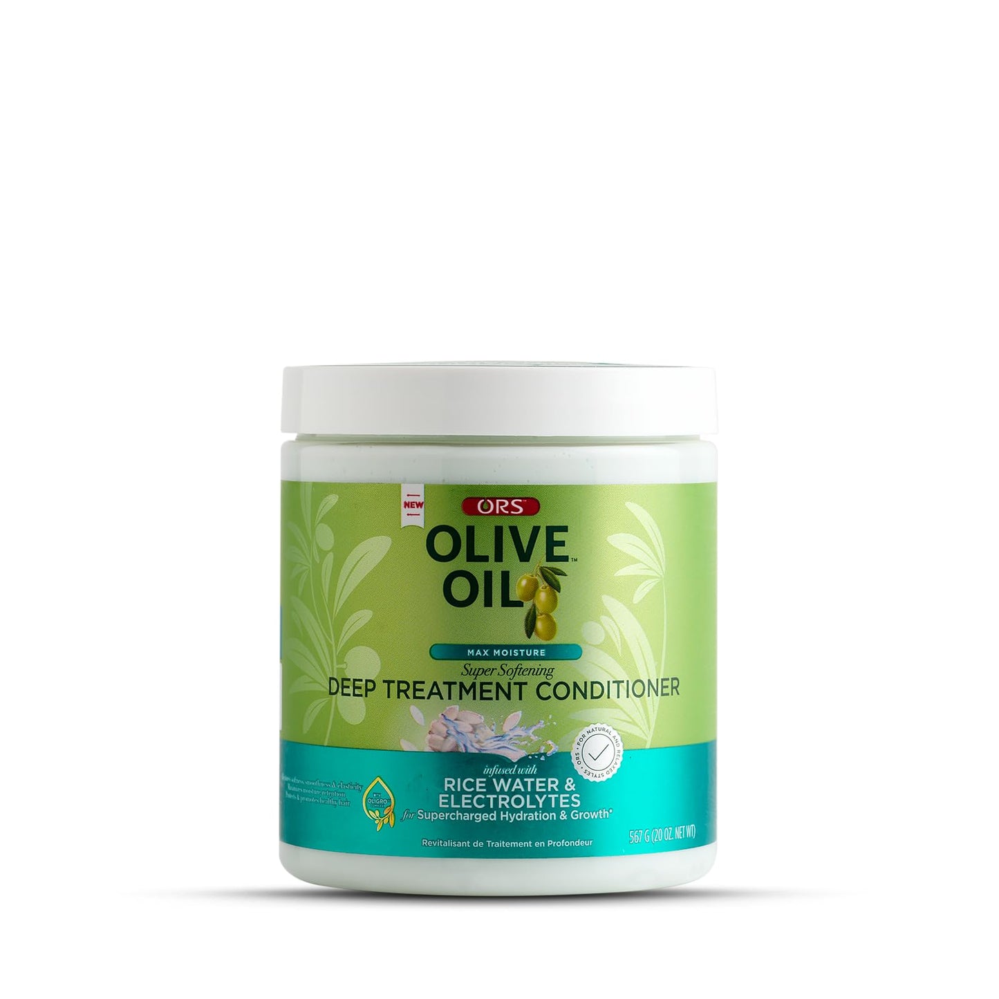 Ors Olive Oil Max Moisture Super Softening Deep Treatment Conditioner Infused With Rice Water & Electrolytes (20.0 Oz)