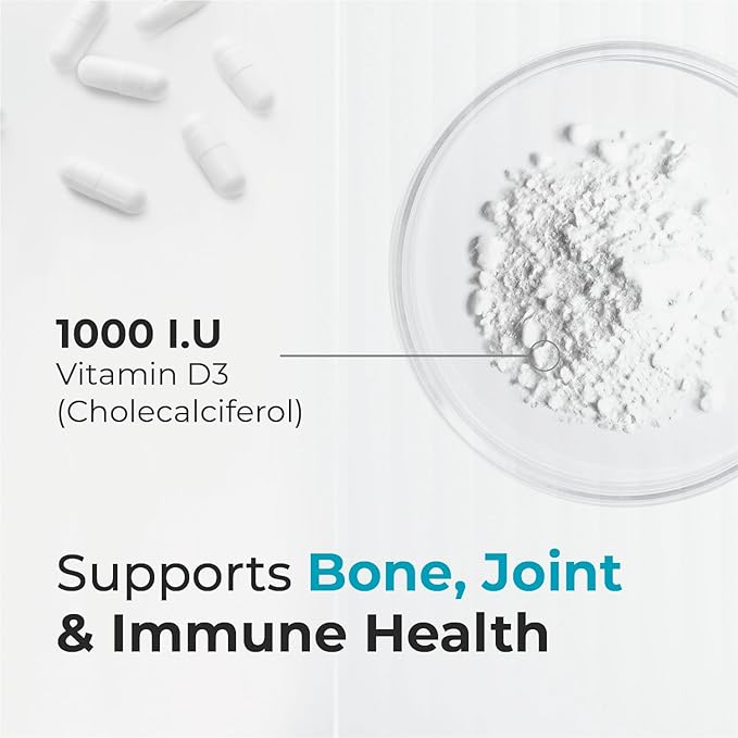 Naturals Vitamin D3 1000 IU, for Healthy Bones and Teeth, Maintenance of Good Health, 60 Vitamin D3 Capsules Helps Prevent Vitamin D Deficiency - Non-GMO, Gluten and Diary Free