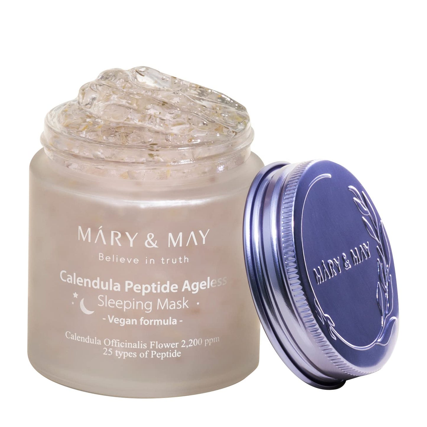 Mary&May Vegan Calendula Peptide Ageless Sleeping Mask 110G, Deep Hydration, Calendula Petals, 25 Types Peptide, Hyaluronic, Gel