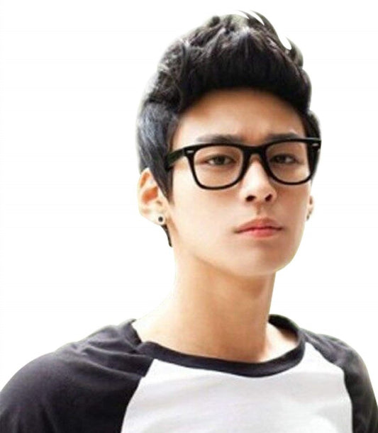 QHQ-SHININGLIFI Cool Men Boys Short Black Quiff Wig and A Wig Cap, Cool Summer Synthetic Costume Cosplay Wigs; wig023