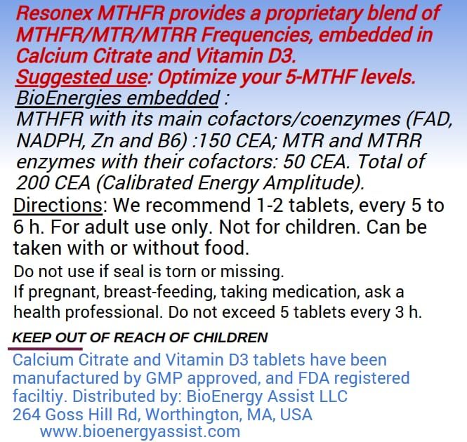 MTHFR Frequencies- 120 Tablets - with Natural Frequencies of The MTHFR, MTR and MTRR to Support Methylation, 5-MTHF and B12 Production