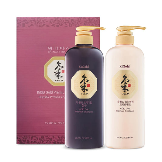 Daeng Gi Meo Ri - Ki Gold Premium Shampoo and Treatment Set, Promotes Healthy Hair Growth, Scalp Stimulant, Prevents Hair Loss,
