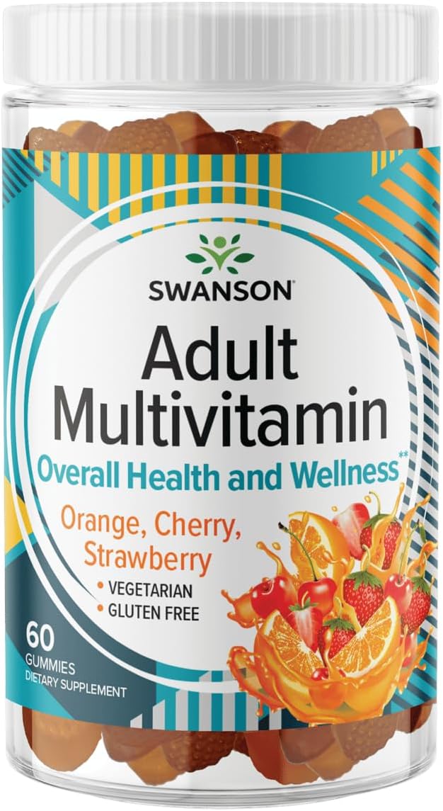 Swanson Mixed Fruit Multivitamin Adult Gummies - Daily Supplement Promoting Overall Health & Wellness - All Natural Formula to Help Support Healthy Growth & Development - (60 Gummies)