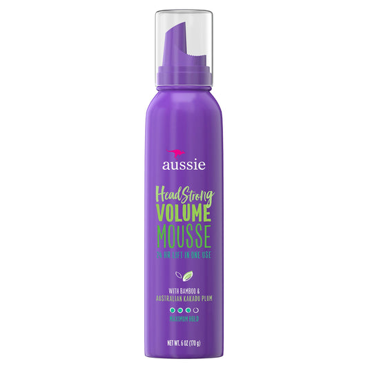 Aussie Headstrong Volume With Bamboo & Kakadu Plum Mousse, 6.0 Fl Oz, 4.669 Fl Oz