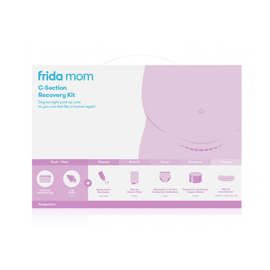 Frida Mom C-Section Recovery Must Have Kit For Labor, Delivery, & Postpartum, Socks, Peri Bottle, Disposable Underwear, Abdomina
