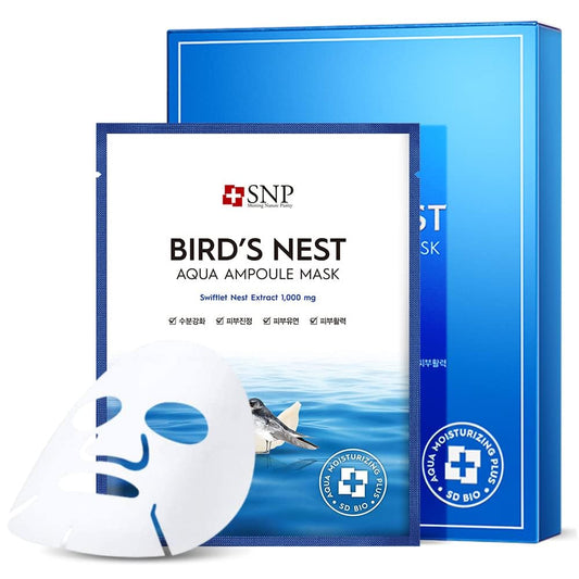 Snp - Bird'S Nest Aqua Ampoule Moisturizing Korean Face Sheet Mask - Maximum Hydration & Protection For All Dry Skin Types Using