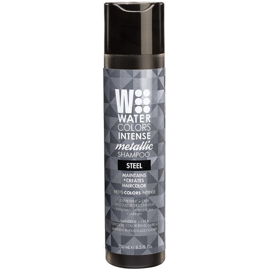 Watercolors Intense Metallic Color Depositing Shampoo, Semi Permanent Hair Color 8.5 Oz - Steel