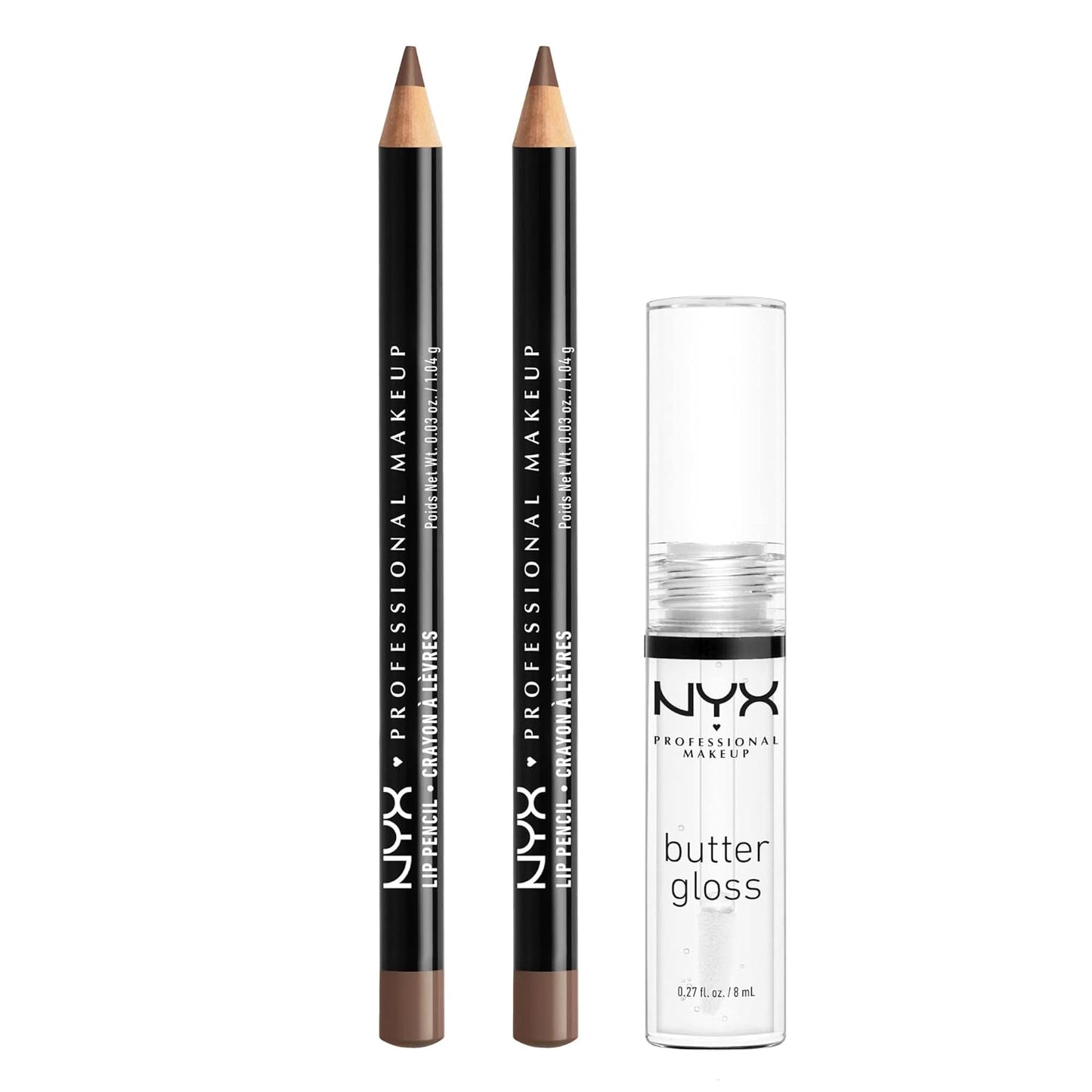 NYX Slim Lip Pencil & Butter Gloss Bundle | Espresso & Sugar Glass | 3-Pack