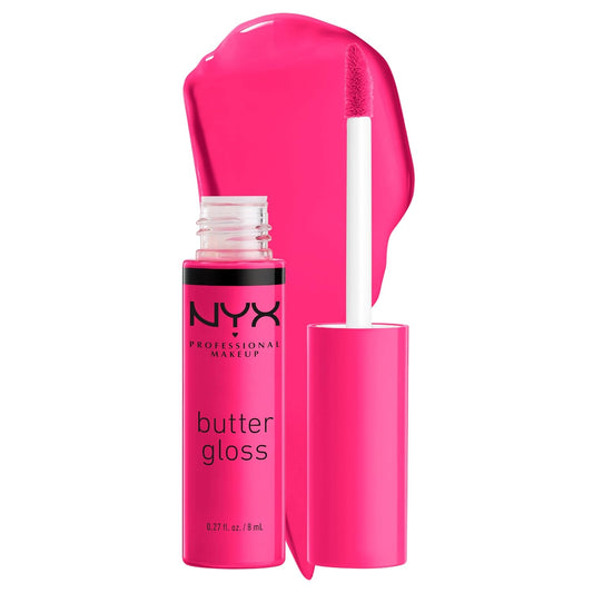 NYX Butter Gloss | Non-Sticky Hot Pink Lip Gloss | Summer Fruit Flavor