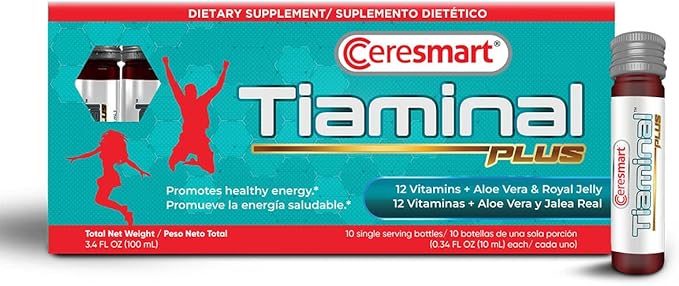 Ceresmart Tiaminal Plus Multivitamin for Women and Men – 10 x Single Serving Vials Liquid Multivitamins Dietary Supplement – Energy Boost Vitamin Supplements with Aloe Vera, Royal Jelly