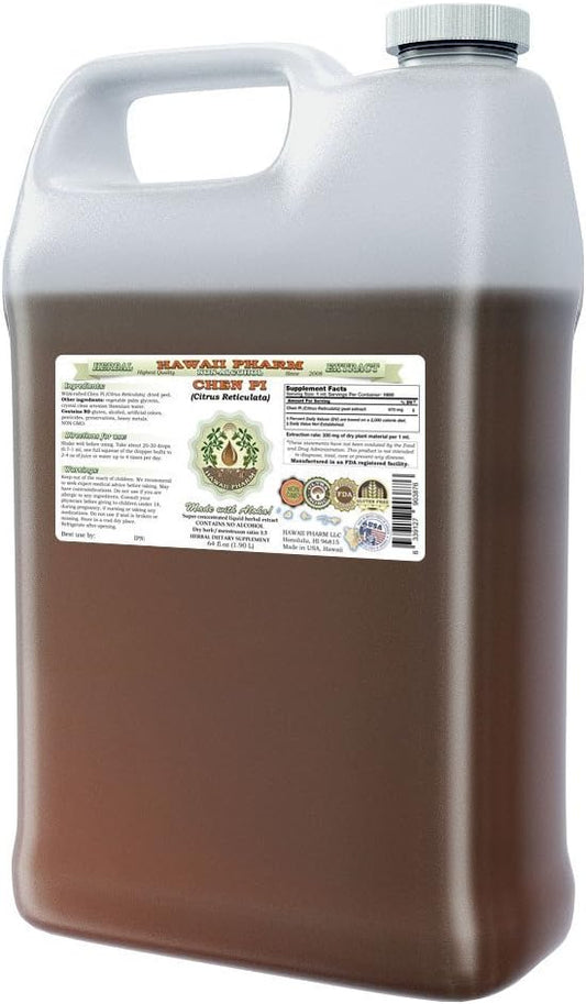 Chen Pi Alcohol-Free Liquid Extract, Chen Pi, Tangerine (Citrus Reticulata) Peel Glycerite Hawaii Pharm Natural Herbal Supplement 64 oz