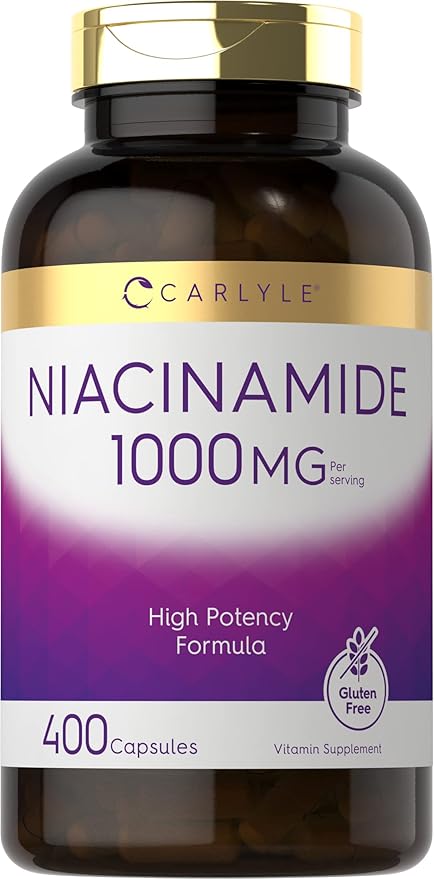 Carlyle Niacinamide | 1000 mg | 400 Capsules | Vitamin B3 Niacin | High Potency Formula | Non-GMO, Gluten Free Supplement