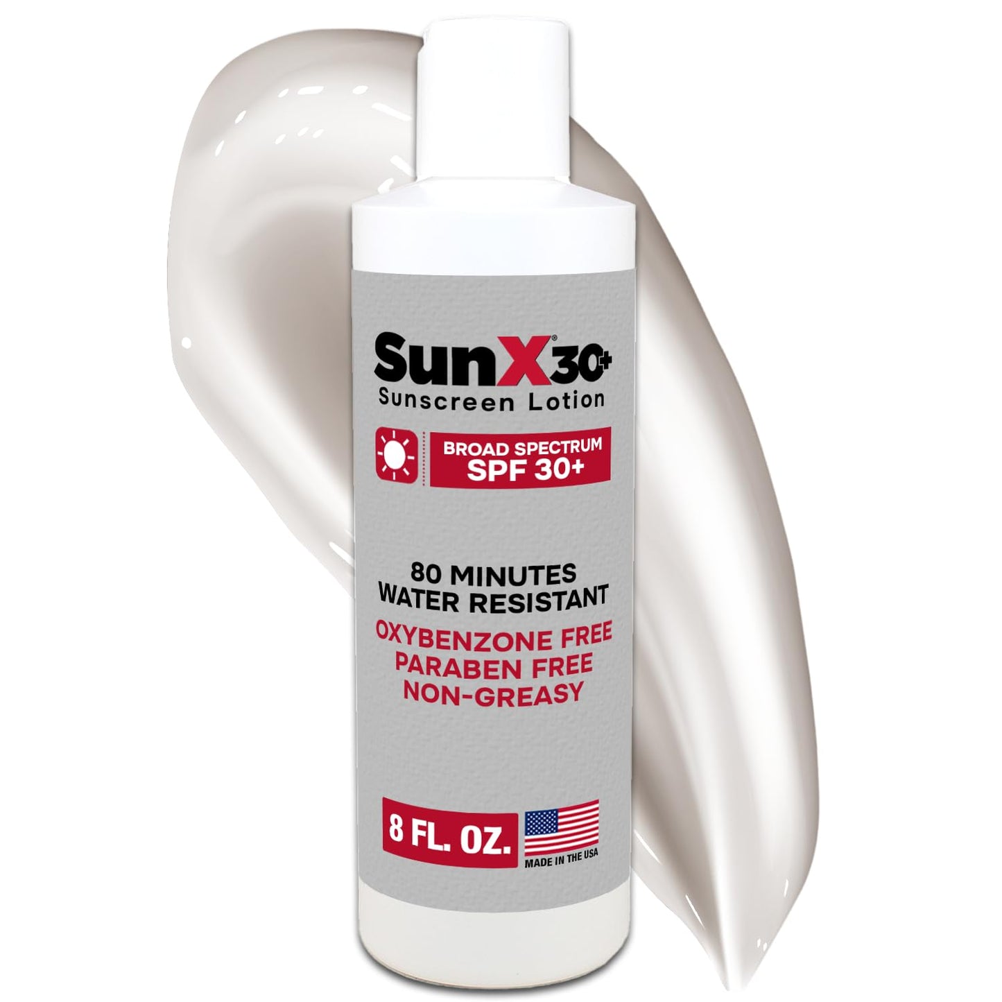 Sun X 30+ Spf Oil Free Sunscreen Lotion (8Oz. Bottle) - Free Of Parabens, Oxybenzone, & White Cast Properties With Broad Spectru