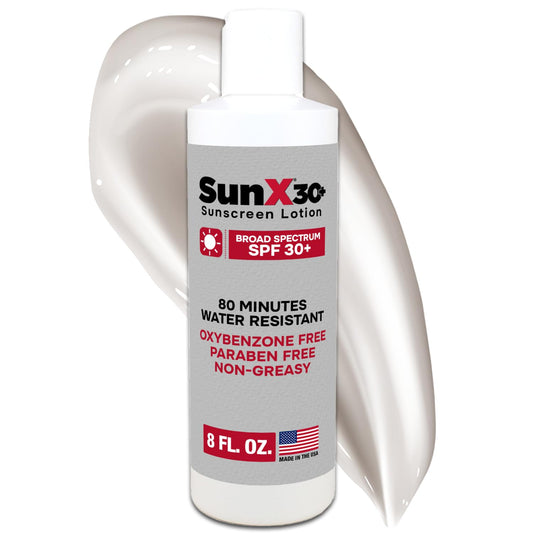 Sun X 30+ Spf Oil Free Sunscreen Lotion (8Oz. Bottle) - Free Of Parabens, Oxybenzone, & White Cast Properties With Broad Spectru