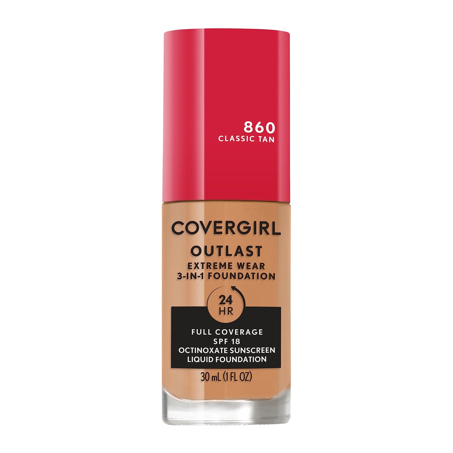 Covergirl Outlast Extreme Wear 3-In-1 Full Coverage Liquid Foundation, Spf 18 Sunscreen, Classic Tan, 1 Fl. Oz.