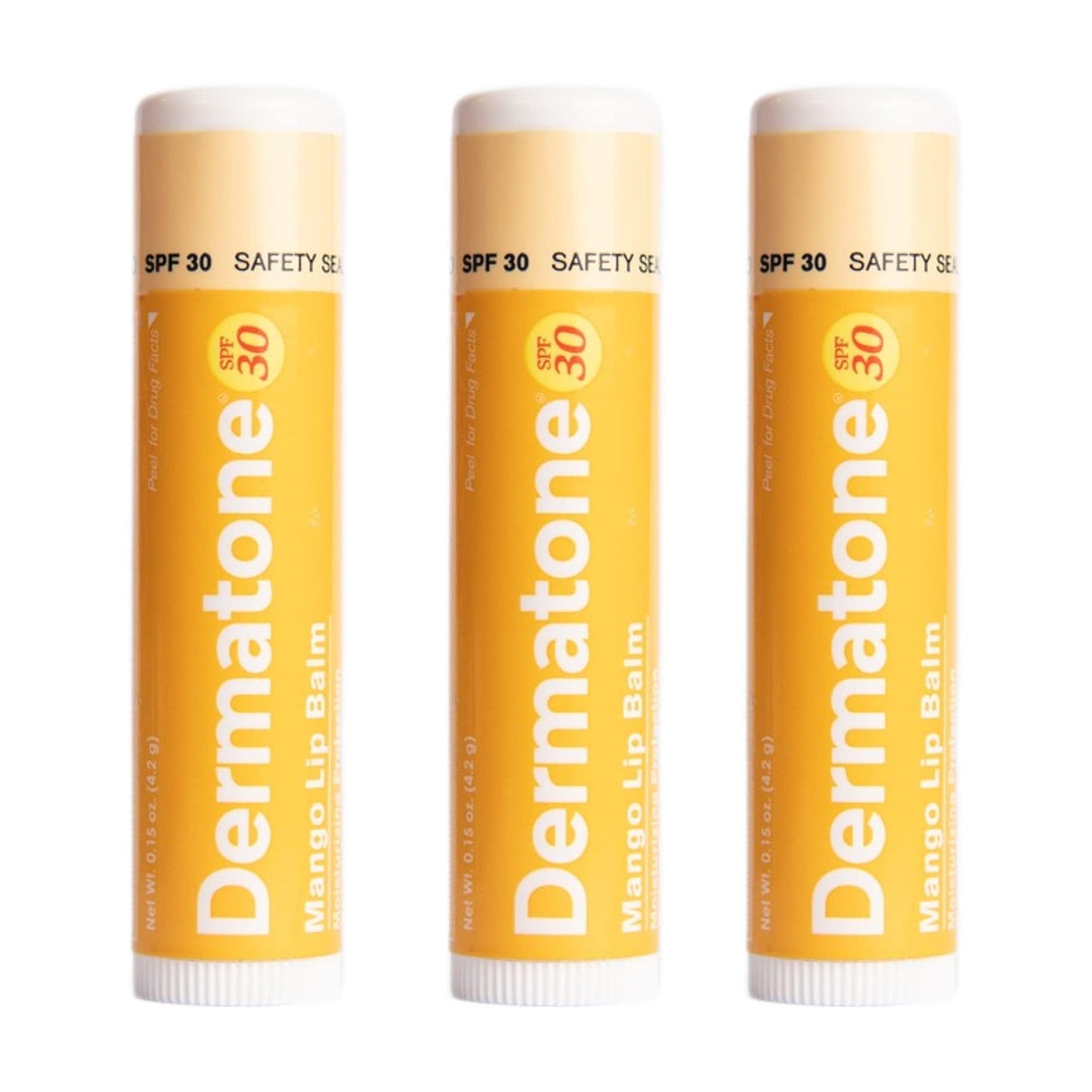 Dermatone Mango Lip Balm | Moisturizing Lip Care | Soothe & Replenish Dry & Chapped Lips | Aloe, Vitamin E | Spf 30 | 3-Pack (Ma