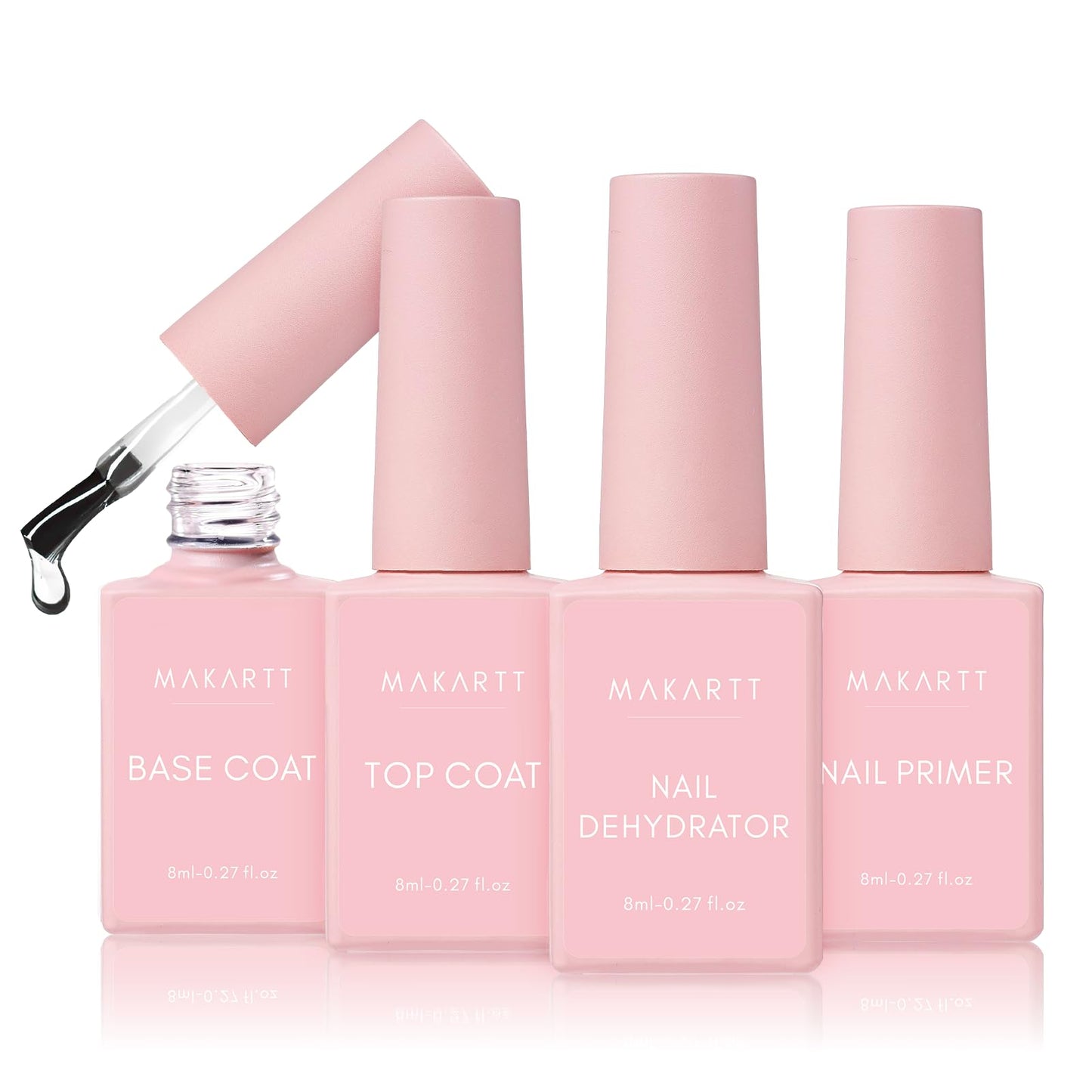 Makartt Gel Nail Polish Gel Top Coat & Base Coat Set With Nail Primer And Nail Prep Dehydrator(8Ml)