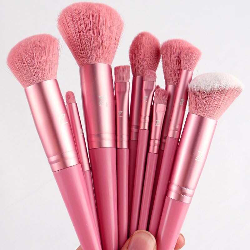 Makeup Brush Set 33 Pcs Makeup Tool Set Premium Synthetic Foundation Powder Concealers Eye shadows Blush Makeup Brushes (Pink, 33 Piece Set)