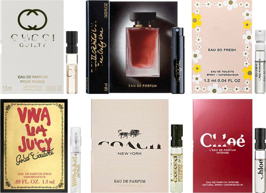 Designer Fragrance Perfume Sampler Set for Women - (Pack of 6 Sample Vials)