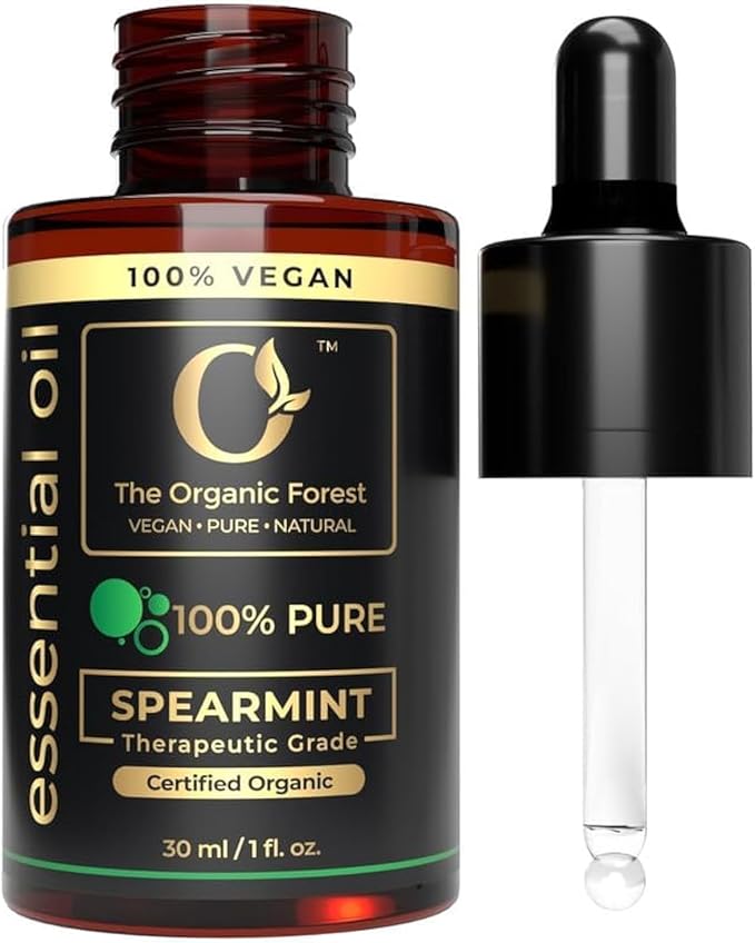 Spearmint Essential Oil - 100% Pure & Natural for Face, Skin and Diffuser | Organic Spearmint Oil for Facial Hair Care, PCOS, Aromatherapy | Relaxing Massage Oil with Therapeutic Benefits