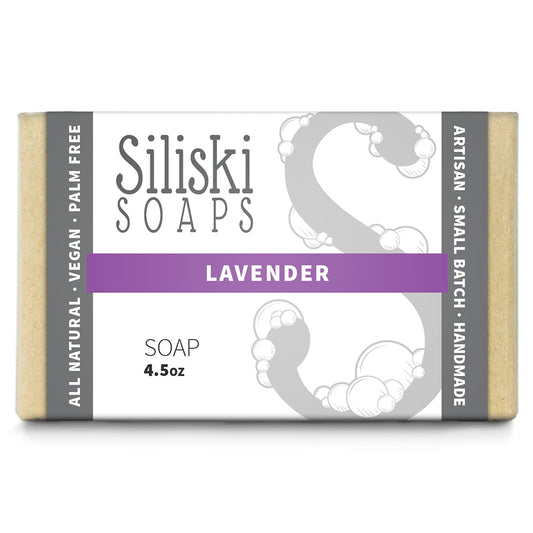 Siliski Soaps Simple Skincare, Hard, Gentle, Bath Soap, All Natural, Vegan And Palm Free - Lavender, 4.5 Oz