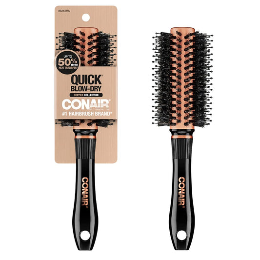 Conair Quick Blow-Dry Copper Collection, Porcupine Round Brush, Hair Brush, 1 Count