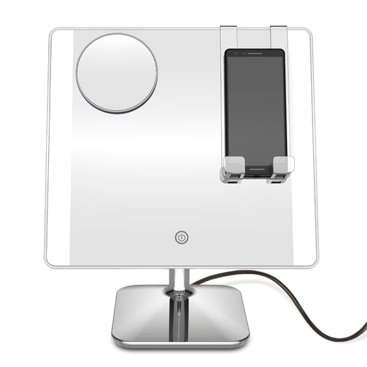 Conair Lighted Makeup Mirror, Led Vanity Mirror, 1X/10X Magnifying Mirror With Phone Holder, Corded In Polished Chrome