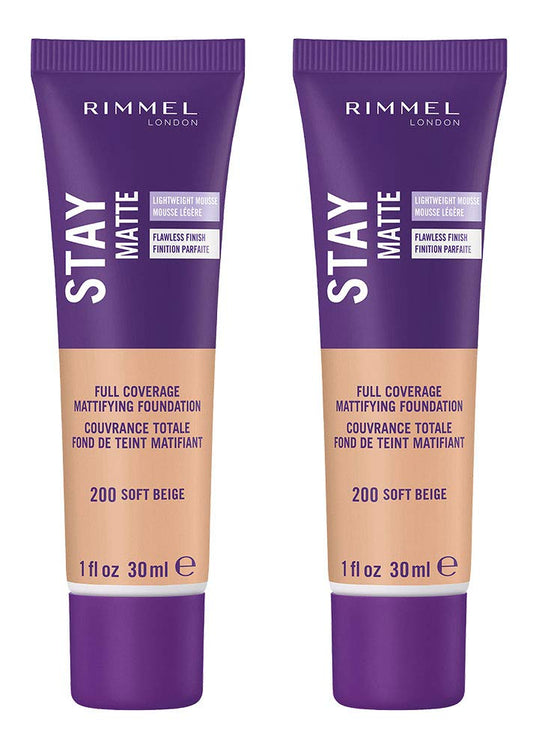 Rimmel Stay Matte Liquid Foundation, Soft Beige, 1 Fl Oz, Pack Of 2