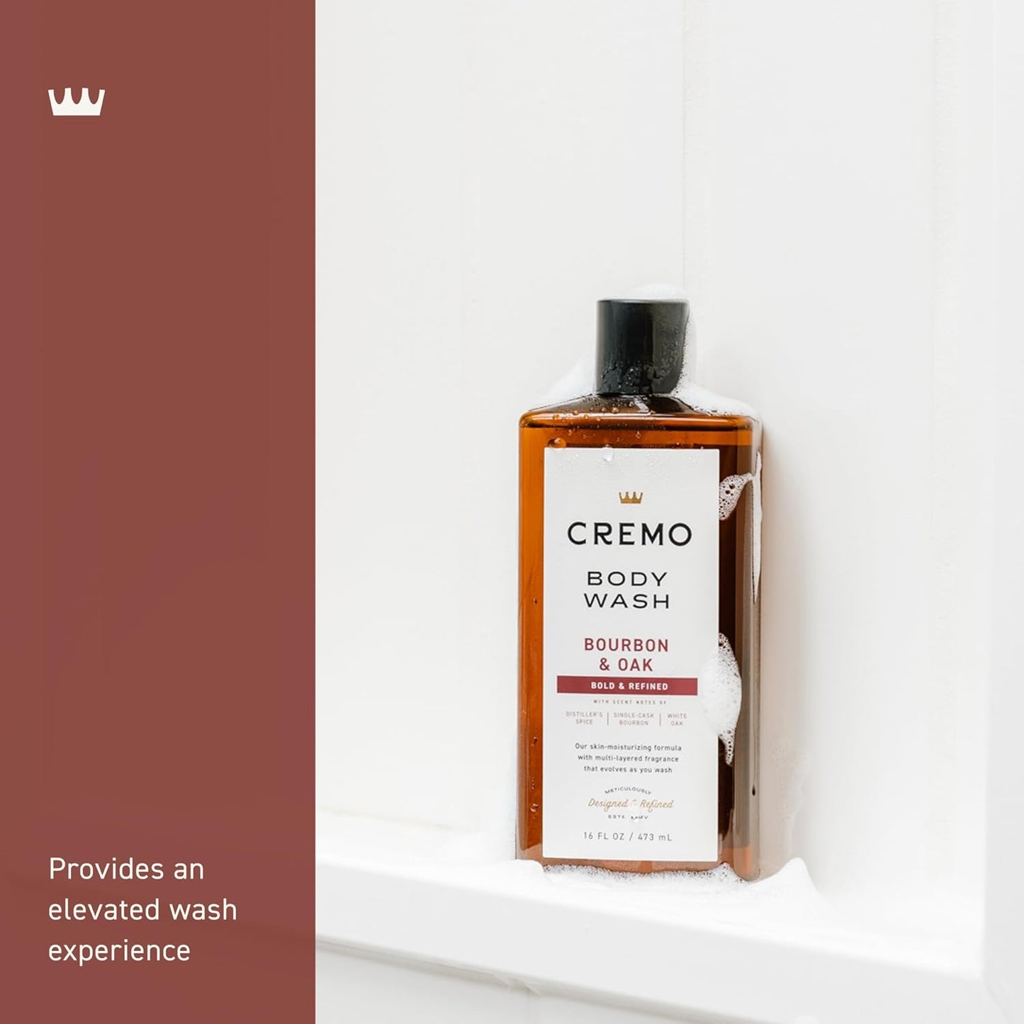 Cremo Body Wash for Men | Sophisticated Bourbon & Spice Blend | 16 Fl Oz