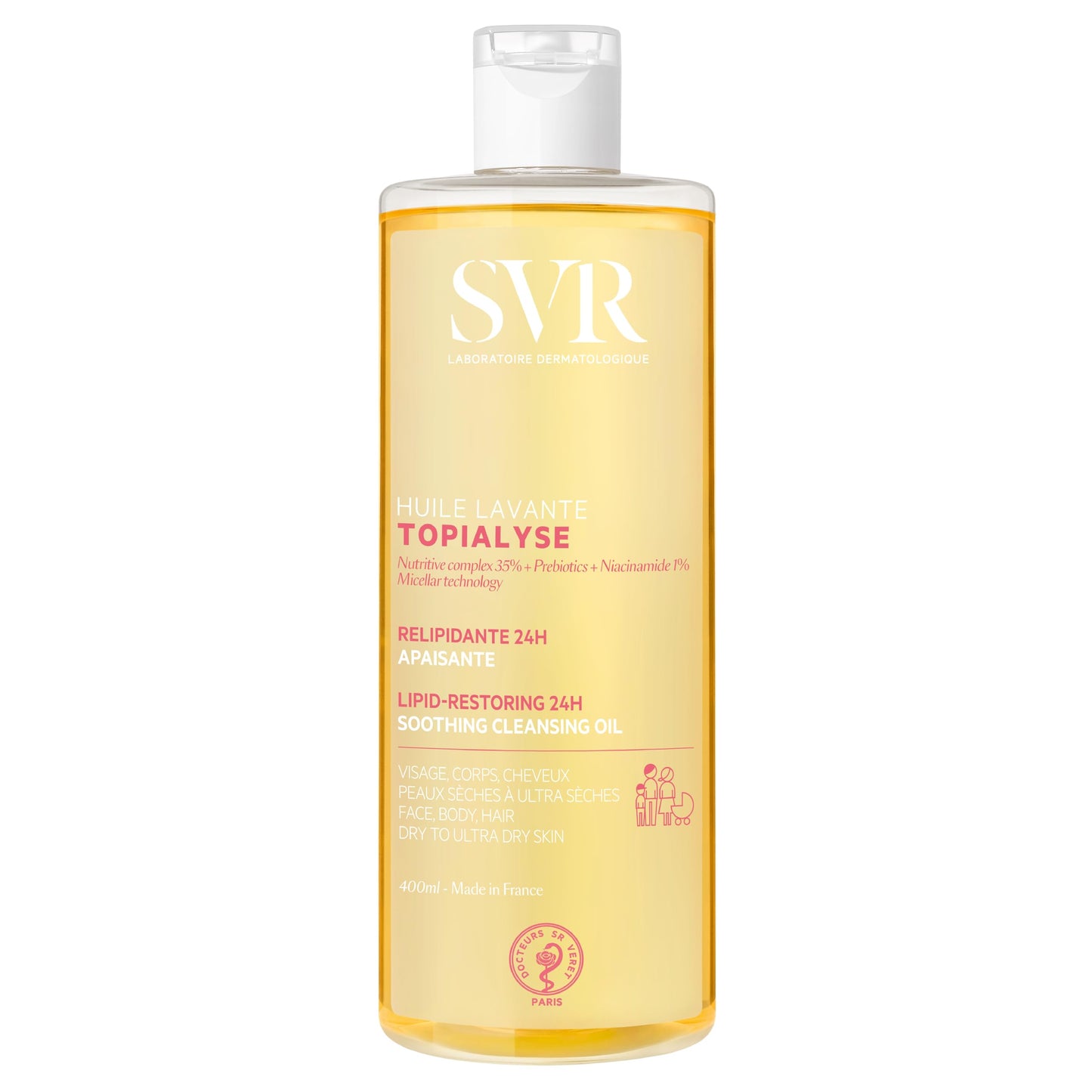 Svr Topialyse Micellar Cleansing Oil Wash For Face & Body - 24Hr Moisturizing, Bath/Shower Cleanser For Sensitive Dry Skin Prone