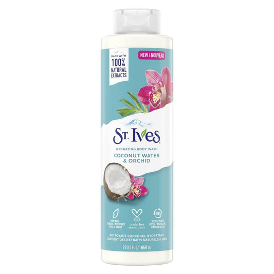St. Ives Coconut Water & Orchid Hydrating Body Wash 100% Natural 22 Oz.
