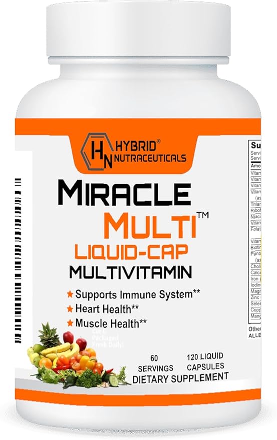 MiracleMulti Liquid Multivitamin Capsules for Men & Women - Complete Whole Food Blend Daily Vitamin & Mineral Supplement with CoQ10, B12, 42 Superfood Enzyme - 120 Softgels