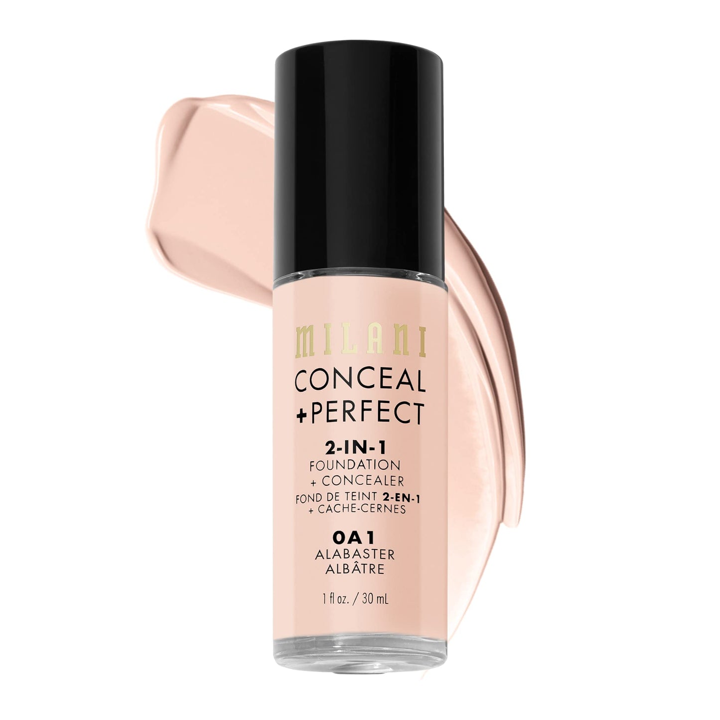 Milani Conceal + Perfect 2-in-1 Foundation + Concealer - Alabaster (1 Fl. Oz.) Cruelty-Free Liquid Foundation - Cover Under-Eye Circles, Blemishes & Skin Discoloration for a Flawless Complexion