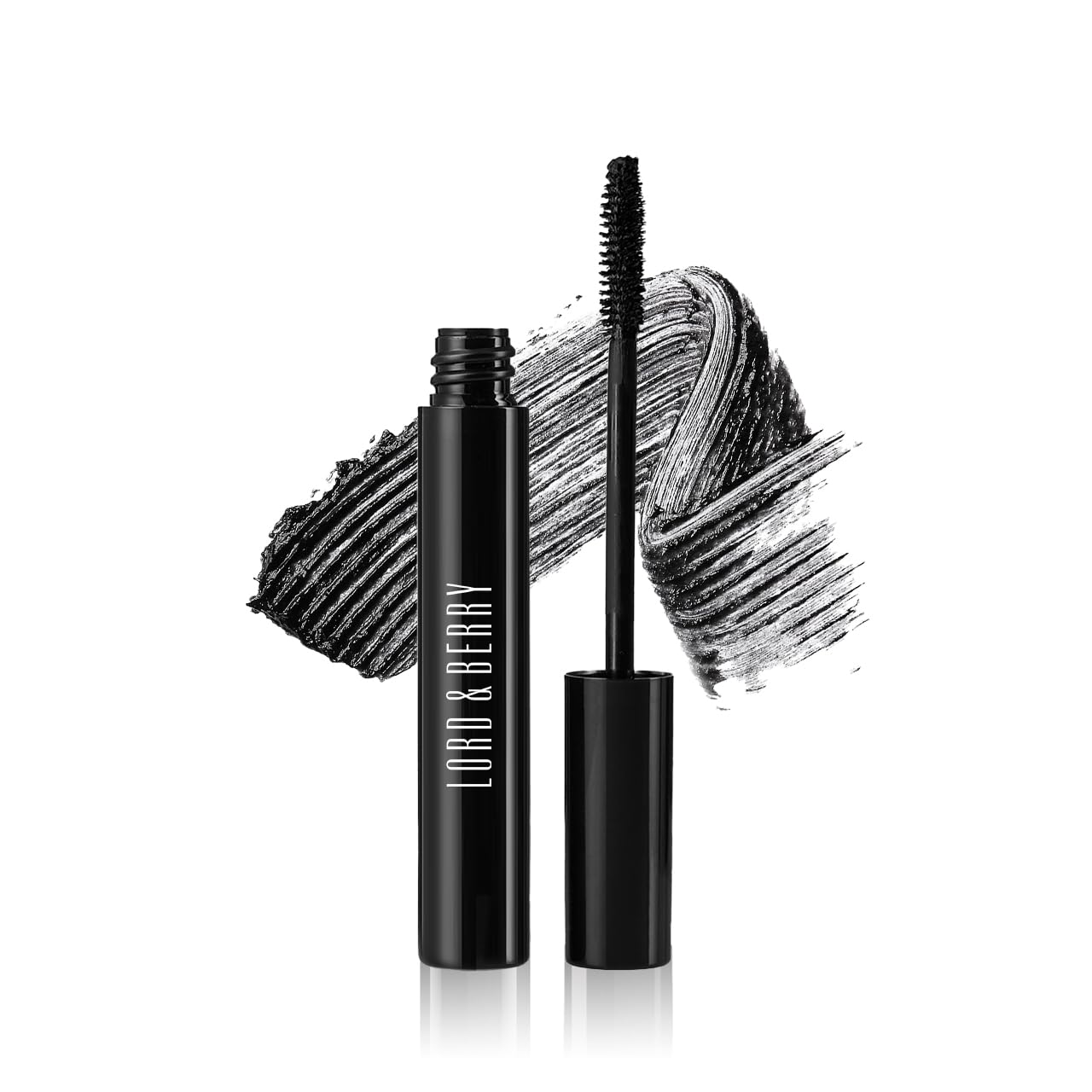 Lord & Berry Splashproof Longwear Waterproof Lash Mascara - Black for Volume and Length, False Lash Effect Long Lasting Eye Makeup, Enriched with Olive Oil, Vegan, Cruelty Free, 0.28 oz, Deep Black