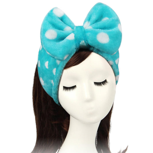 Shintop Sweet Super Soft Caroset Polka Dots Wash Cosmetic Headband Hairlace (Dark Blue Polka Dots)