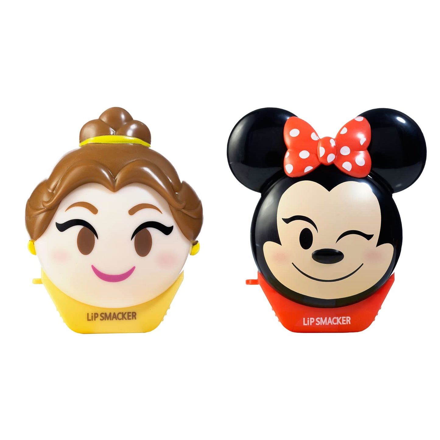 Lip Smacker Disney Minnie Mouse And Beauty And The Beast Belle Emoji Lip Balm Duo, Flavored Strawberry Lemonade, Bow-Nade, 2 Pac