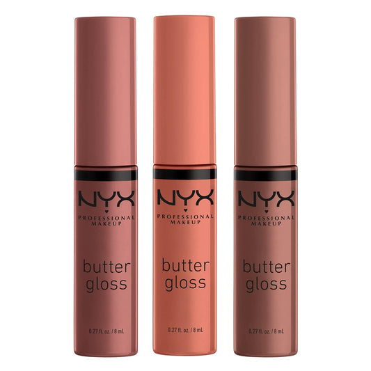 NYX Butter Gloss | Brown Sugar Non-Sticky Lip Gloss - Pack of 3