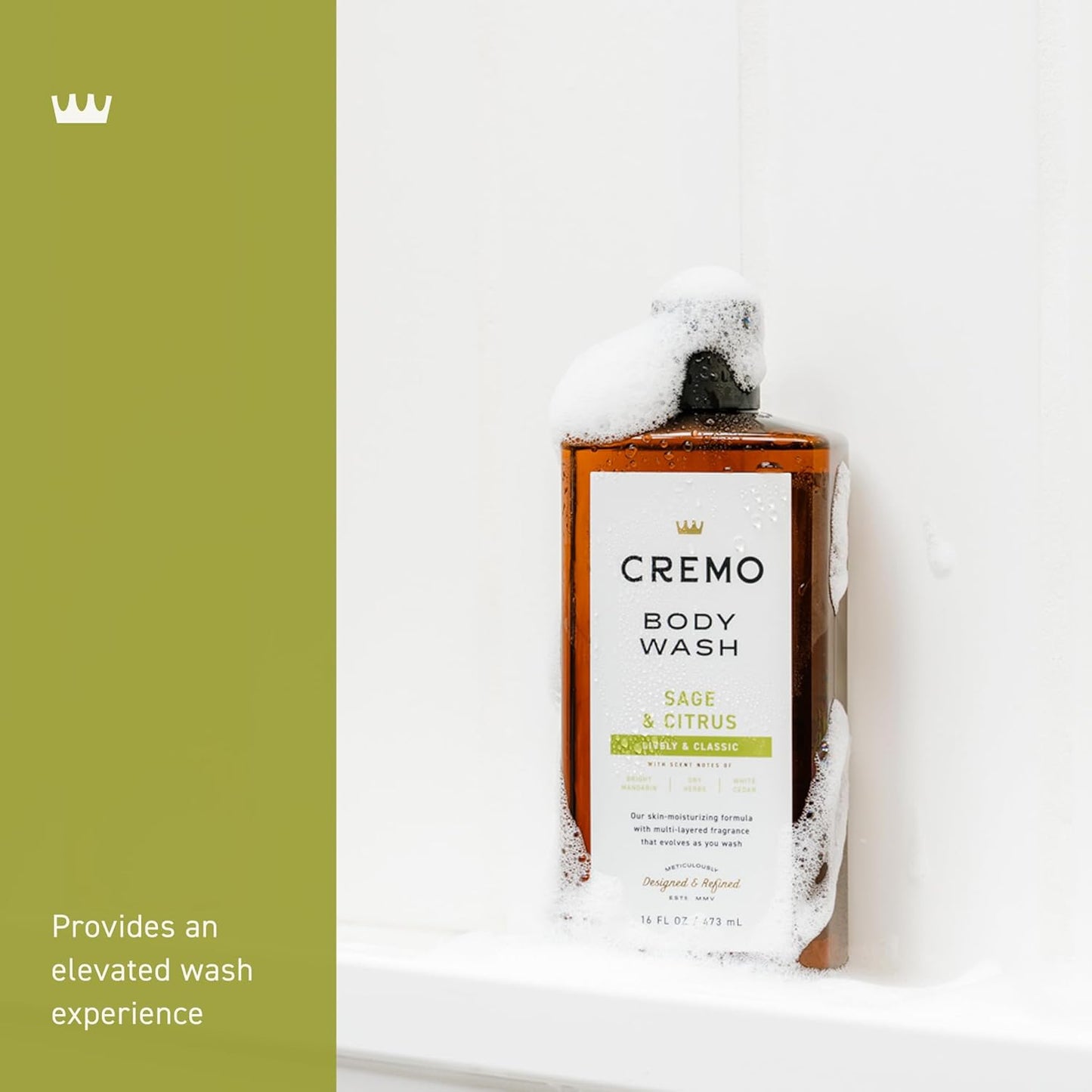 Revitalizing Cremo Body Wash for Men | Bright Mandarin & White Cedar | 16 Fl Oz