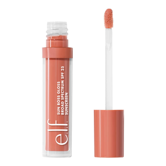 e.l.f. Sun Boss Gloss SPF 25, Pigmented Lip Gloss For A High-Shine Finish, Moisturizing & Conditioning Formula, Vegan & Cruelty-Free, Peachy Kween