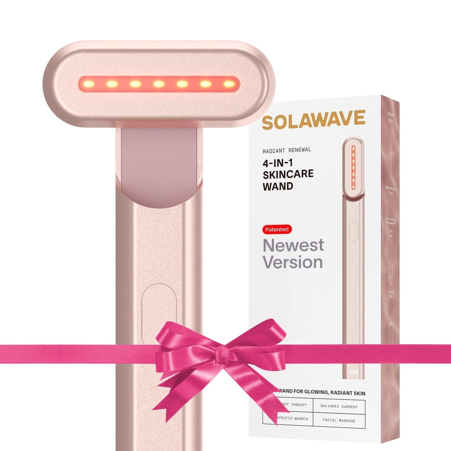 Solawave 4-in-1 Radiant Renewal Wand, Face Skincare Wand with Facial Massager, Facial Wand (Rose Gold)