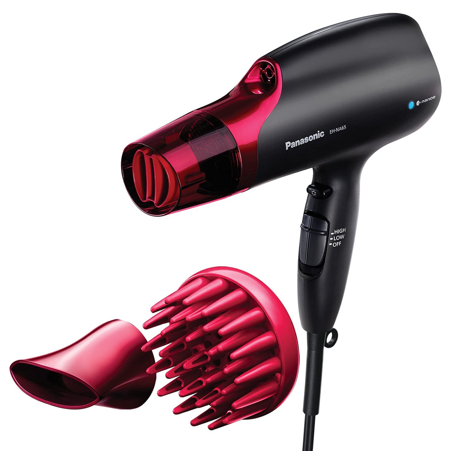 Panasonic Nanoe Hair Dryer, 1875 Watt Professional Blow Dryer for Smooth, Shiny Hair with 3 Attachments Quick Dry Nozzle, Diffus