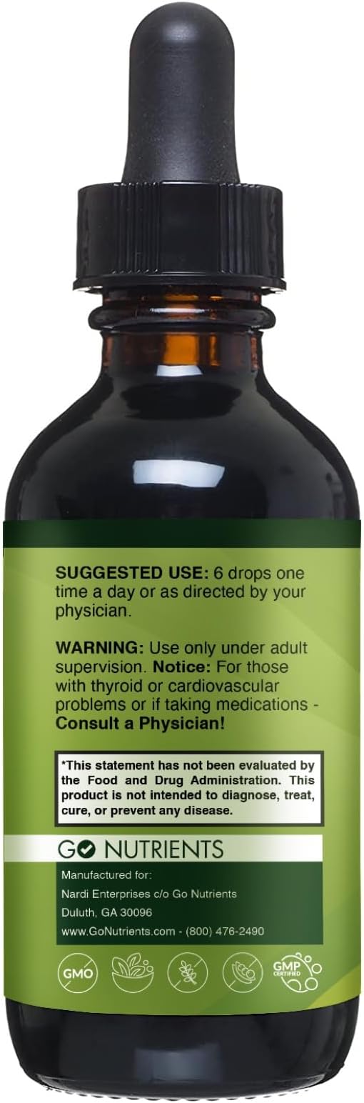 Go Nutrients Nascent Iodine & Thyroid Support Dietary Supplements High Potency Liquid Drops Non-GMO GlutenFree Iodine Edge to Boost Metabolism Improve Skin & Stop Hair Loss & Increase Levels of Iodine
