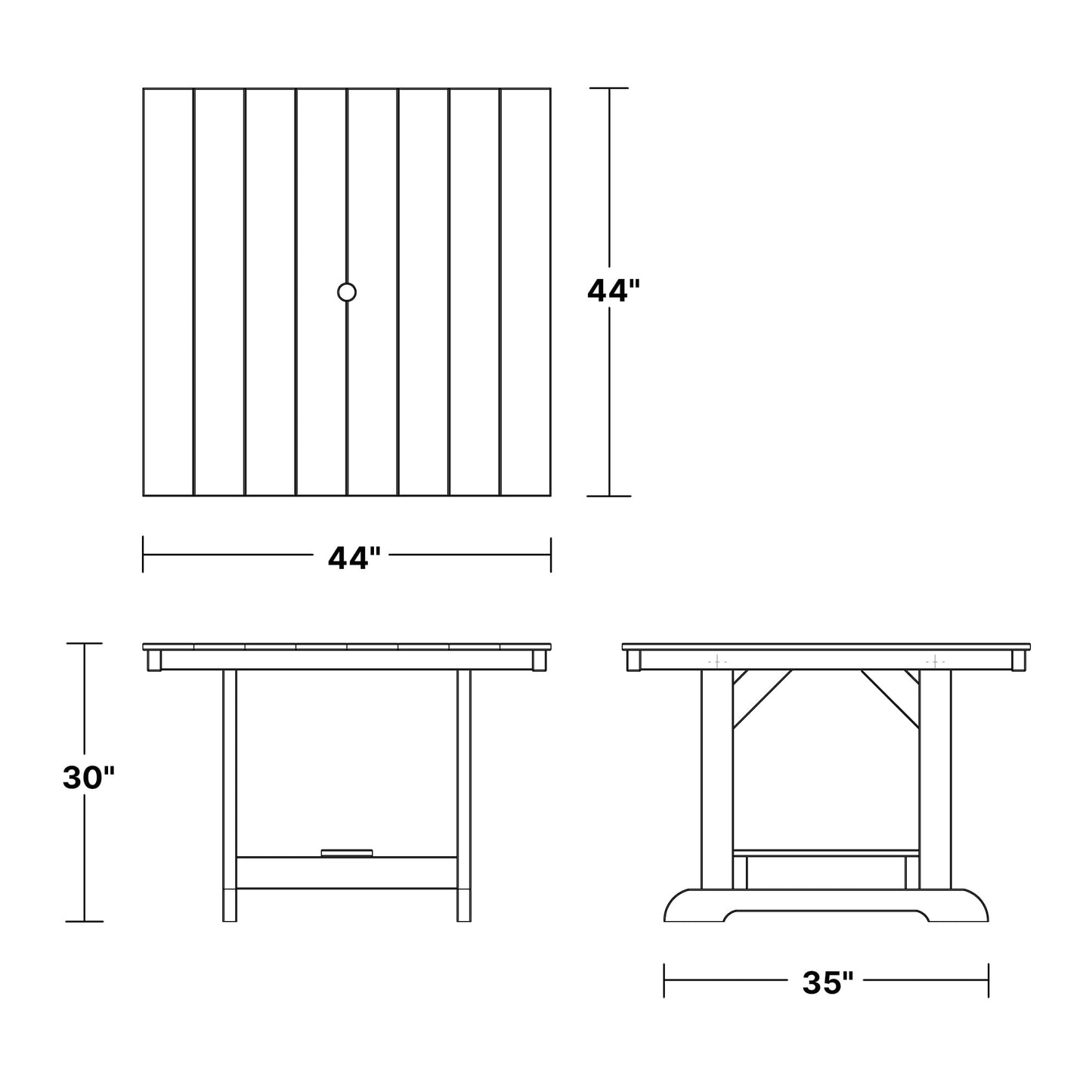 Wildridge Heritage 44"x44" Dining Table, Lemon Yellow - Outdoor Weather Resistant Recycled Plastic Furniture for Patio