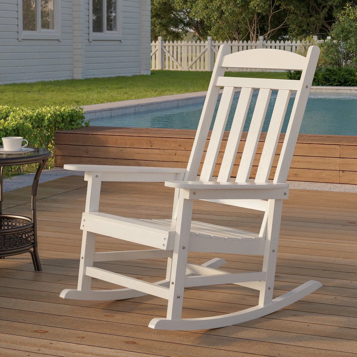 Outdoor Rocking Chair Set of 2, Lofka Patio Rocking Chair with Waterproof, | Porch Rocker | Oversized Rockers | 32" High Back | 380lbs, White