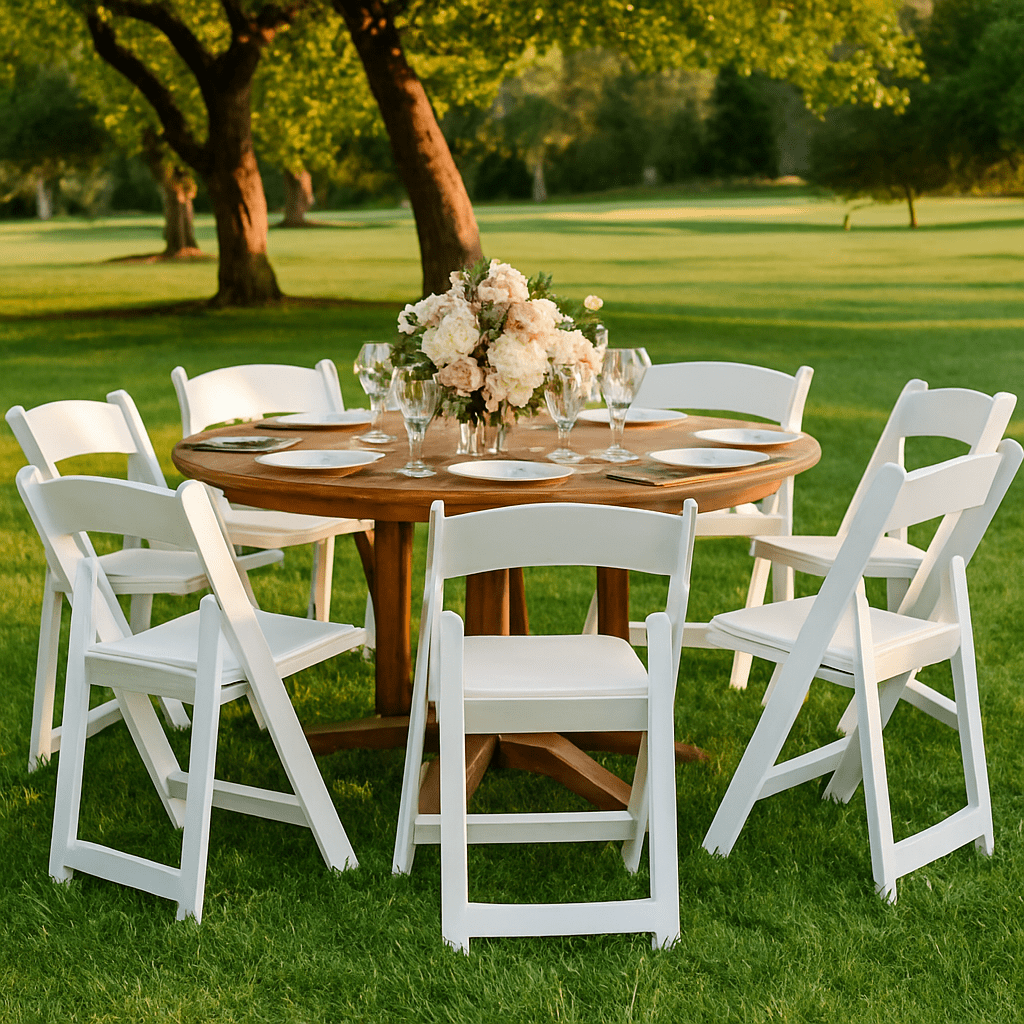 Fenbeli 4 Pack White Resin Folding Chairs with Padded Seats - Indoor/Outdoor Folding Chairs for Events Lightweight Foldable Chairs