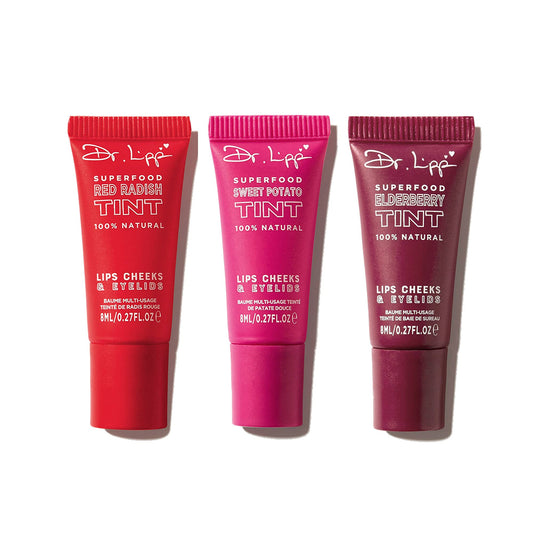 Dr. Lipp Superfood Lip Tint 3 Pack [3 X 8Ml]- 4-In-One Ultra Moisturising Tinted Lip Balm, Lip Gloss, Cheek Blush & Glossy Eyesh