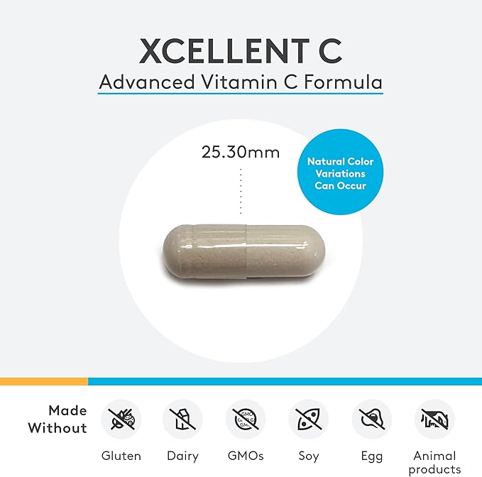 XYMOGEN Xcellent C - High Dose Vitamin C Supplement with BioPerine for Enhanced Absorption - Buffered to Minimize GI Upset - Immune Support + Antioxidants Supplement (120 Pills)